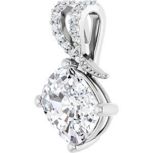 18K White Gold 10x8 mm Elongated Cushion Pendant Mounting – image 3