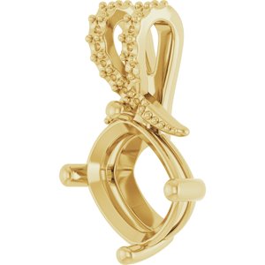10K Yellow Gold 10x8 mm Elongated Cushion Pendant Mounting – image 4