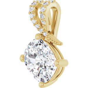 14K Yellow Gold 10x8 mm Elongated Cushion Pendant Mounting – image 3