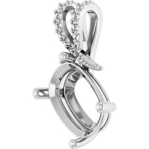 10K White Gold 14x10 mm Elongated Cushion Pendant Mounting – image 4