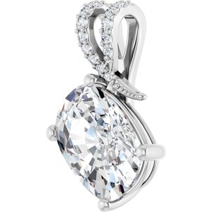 18K White Gold 14x10 mm Elongated Cushion Pendant Mounting – image 3
