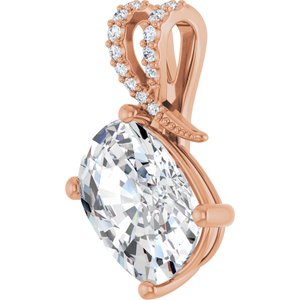 14K Rose Gold 14x10 mm Elongated Cushion Pendant Mounting – image 3