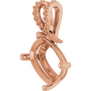 10K Rose Gold 14x10 mm Elongated Cushion Pendant Mounting – image 4