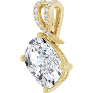 18K Yellow Gold 14x10 mm Elongated Cushion Pendant Mounting – image 3