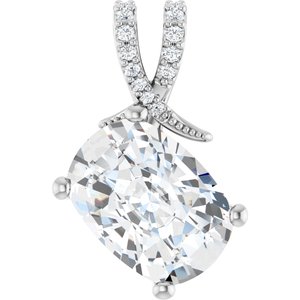 10K White Gold 14x10 mm Elongated Cushion Pendant Mounting