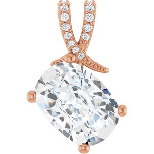 10K Rose Gold 14x10 mm Elongated Cushion Pendant Mounting