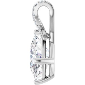 10K White Gold 14x10 mm Elongated Cushion Pendant Mounting – image 5