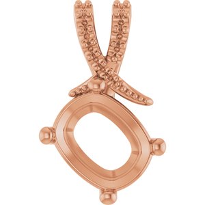 10K Rose Gold 10x8 mm Elongated Cushion Pendant Mounting – image 2