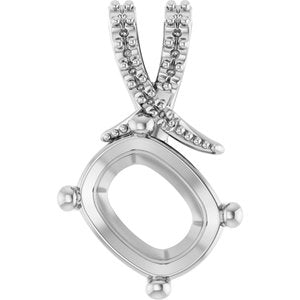 Platinum 10x8 mm Elongated Cushion Pendant Mounting – image 2
