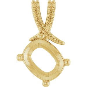 18K Yellow Gold 10x8 mm Elongated Cushion Pendant Mounting – image 2