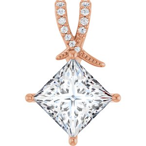 10K Rose Gold 9x9 mm Square Pendant Mounting