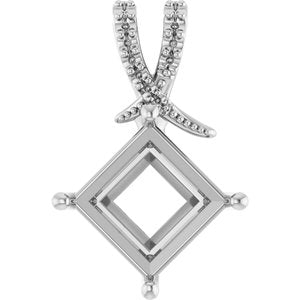 14K X1 White Gold 9x9 mm Square Pendant Mounting – image 2
