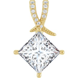 10K Yellow Gold 9x9 mm Square Pendant Mounting