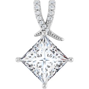 14K X1 White Gold 9x9 mm Square Pendant Mounting