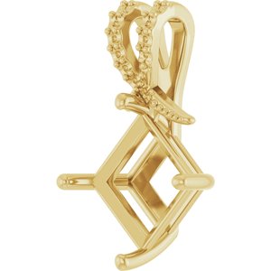 10K Yellow Gold 9x9 mm Square Pendant Mounting – image 4
