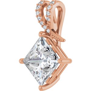 14K Rose Gold 9x9 mm Square Pendant Mounting – image 3