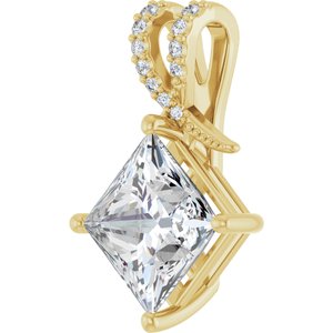 18K Yellow Gold 9x9 mm Square Pendant Mounting – image 3