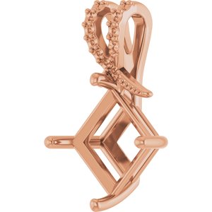 10K Rose Gold 9x9 mm Square Pendant Mounting – image 4