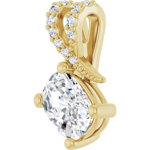 18K Yellow Gold 7.5x5.5 mm Elongated Cushion Pendant Mounting – image 3
