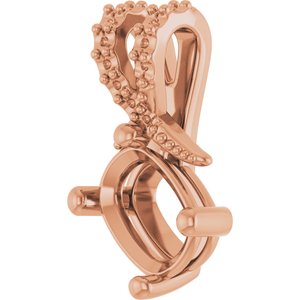 14K Rose Gold 7.5x5.5 mm Elongated Cushion Pendant Mounting – image 4