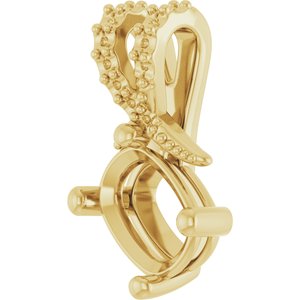 18K Yellow Gold 7.5x5.5 mm Elongated Cushion Pendant Mounting – image 4