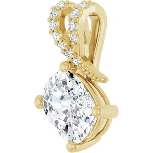 10K Yellow Gold 8.5x6.5 mm Elongated Cushion Pendant Mounting – image 3