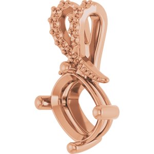 10K Rose Gold 8.5x6.5 mm Elongated Cushion Pendant Mounting – image 4