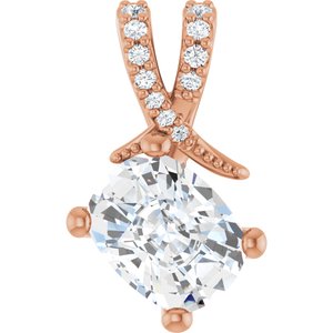 10K Rose Gold 8.5x6.5 mm Elongated Cushion Pendant Mounting