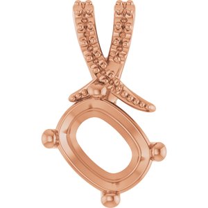10K Rose Gold 8.5x6.5 mm Elongated Cushion Pendant Mounting – image 2