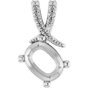 Platinum 8.5x6.5 mm Elongated Cushion Pendant Mounting – image 2