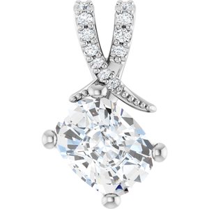 Platinum 8.5x6.5 mm Elongated Cushion Pendant Mounting