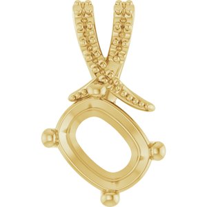 10K Yellow Gold 8.5x6.5 mm Elongated Cushion Pendant Mounting – image 2