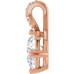 14K Rose Gold 8.5x6.5 mm Elongated Cushion Pendant Mounting – image 5