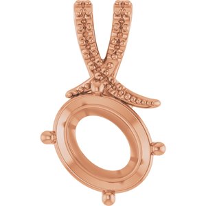 10K Rose Gold 11x9 mm Oval Pendant Mounting – image 2