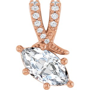 18K Rose Gold 8.5x4.5 mm Marquise Pendant Mounting