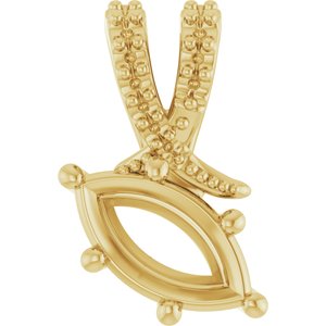 18K Yellow Gold 8.5x4.5 mm Marquise Pendant Mounting – image 2