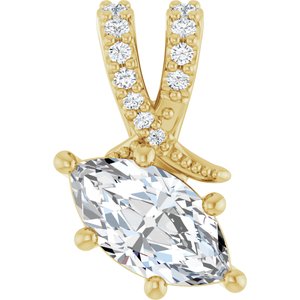 18K Yellow Gold 8.5x4.5 mm Marquise Pendant Mounting