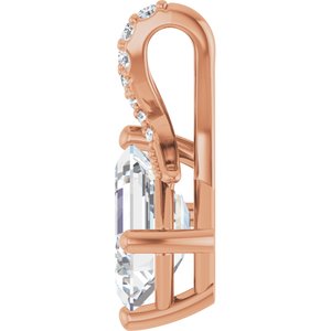 14K Rose Gold 8x6 mm Emerald Pendant Mounting – image 5