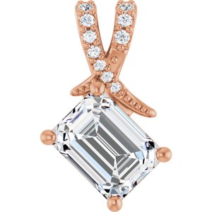 10K Rose Gold 8x6 mm Emerald Pendant Mounting