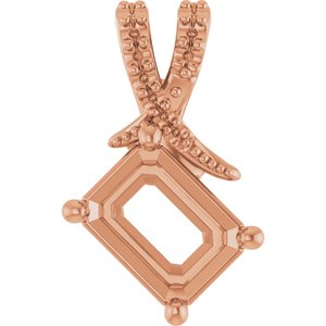 14K Rose Gold 8x6 mm Emerald Pendant Mounting – image 2