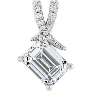 Sterling Silver 8x6 mm Emerald Pendant Mounting