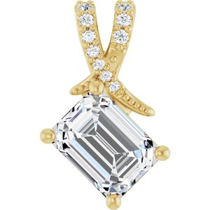 18K Yellow Gold 8x6 mm Emerald Pendant Mounting