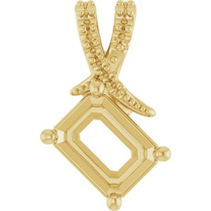 18K Yellow Gold 8x6 mm Emerald Pendant Mounting – image 2