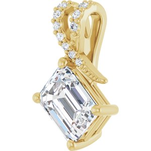 18K Yellow Gold 8x6 mm Emerald Pendant Mounting – image 3
