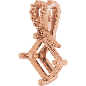 18K Rose Gold 8x6 mm Emerald Pendant Mounting – image 4