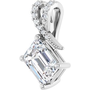 14K X1 White Gold 8x6 mm Emerald Pendant Mounting – image 3