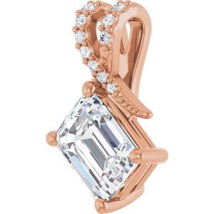 14K Rose Gold 8x6 mm Emerald Pendant Mounting – image 3