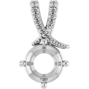 14K X1 White Gold 7.4 mm Round Pendant Mounting – image 2