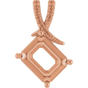 14K Rose Gold 11x9 mm Emerald Pendant Mounting – image 2