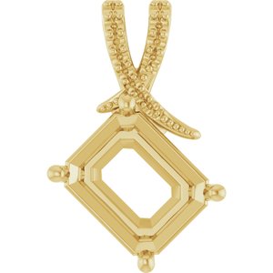 14K Yellow Gold 11x9 mm Emerald Pendant Mounting – image 2
